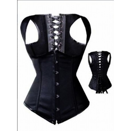 Fashion Gothic Punk Faux Leather Buckle up Steampunk Corset Fetish Bustier R624 