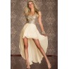 La robe de cocktail à sequins or et crème