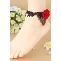 Le bracelet de cheville gothique lolita noir et rouge