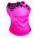 Le bustier de soirée rose fuchsia diamants noirs