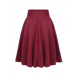 La jupe mi-longue taille haute bordeaux