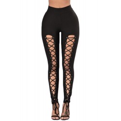 Le legging noir style corset devant