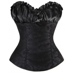 Le corset brocade satiné noir