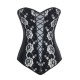 Le corset brodé fleurs noir et argent