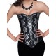 Le corset brodé fleurs noir et argent