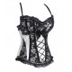 Le corset burlesque satin et dentelle noir et argent