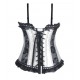 Le corset burlesque satin et dentelle noir et argent