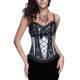 Le corset burlesque satin et dentelle noir et argent