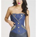 Le corset navy bleu jean et or