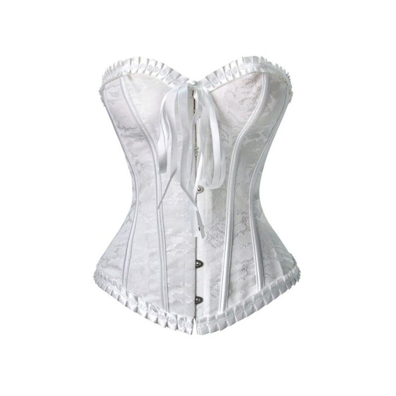 Le corset en dentelle blanc Anabelle chez Bustiers et Corsets