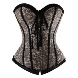 Le corset brodé beige et noir