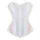 Le corset de cérémonie en satin blanc et dentelle rose