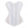 Le corset de cérémonie en satin blanc et dentelle rose