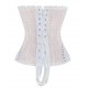 Le corset de cérémonie en satin blanc et dentelle rose