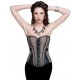 Le corset simili cuir et résille noir et beige