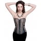 Le corset simili cuir et résille noir et beige