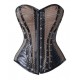 Le corset simili cuir et résille noir et beige