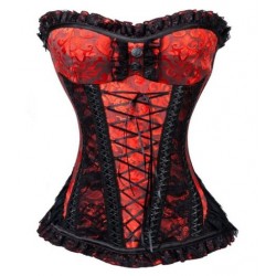 Le corset jacquard rouge et noir ou uni noir