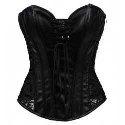 Le corset sexy punk simili cuir noir