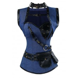 Corset + boléro guilde denim, rouge, violet, militaire, gris ou vert