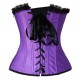 Le corset de soirée en satin violet et dentelle noire