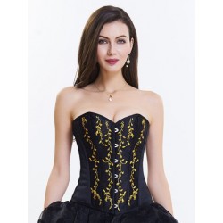 Le corset en satin noir broderies dorées