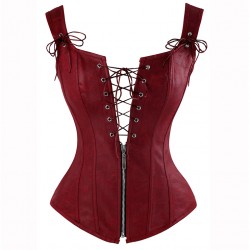 Le débardeur corset cuir vieilli bordeaux