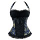 Le corset style dos nu victorien bleu noir et or