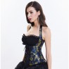 Le corset style dos nu victorien bleu noir et or