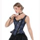 Le débardeur corset victorien motifs chinois bleu et noir