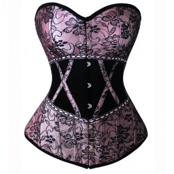 Le corset dentelle et velours vieux rose et noir