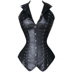 Le chemisier corset fetish cuir noir