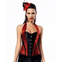 Le dos nu style corset noir et rouge imprimé